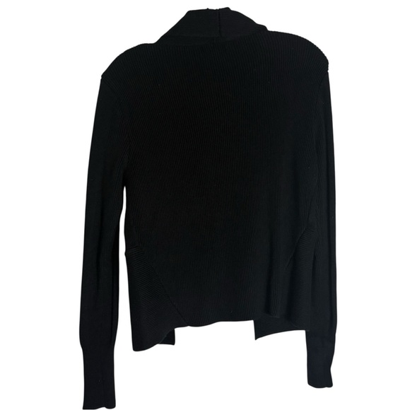 CARMEN MARC VALVO Open Front Cardigan with Zipper Details in Black Size MEDIUM - Picture 3 of 7